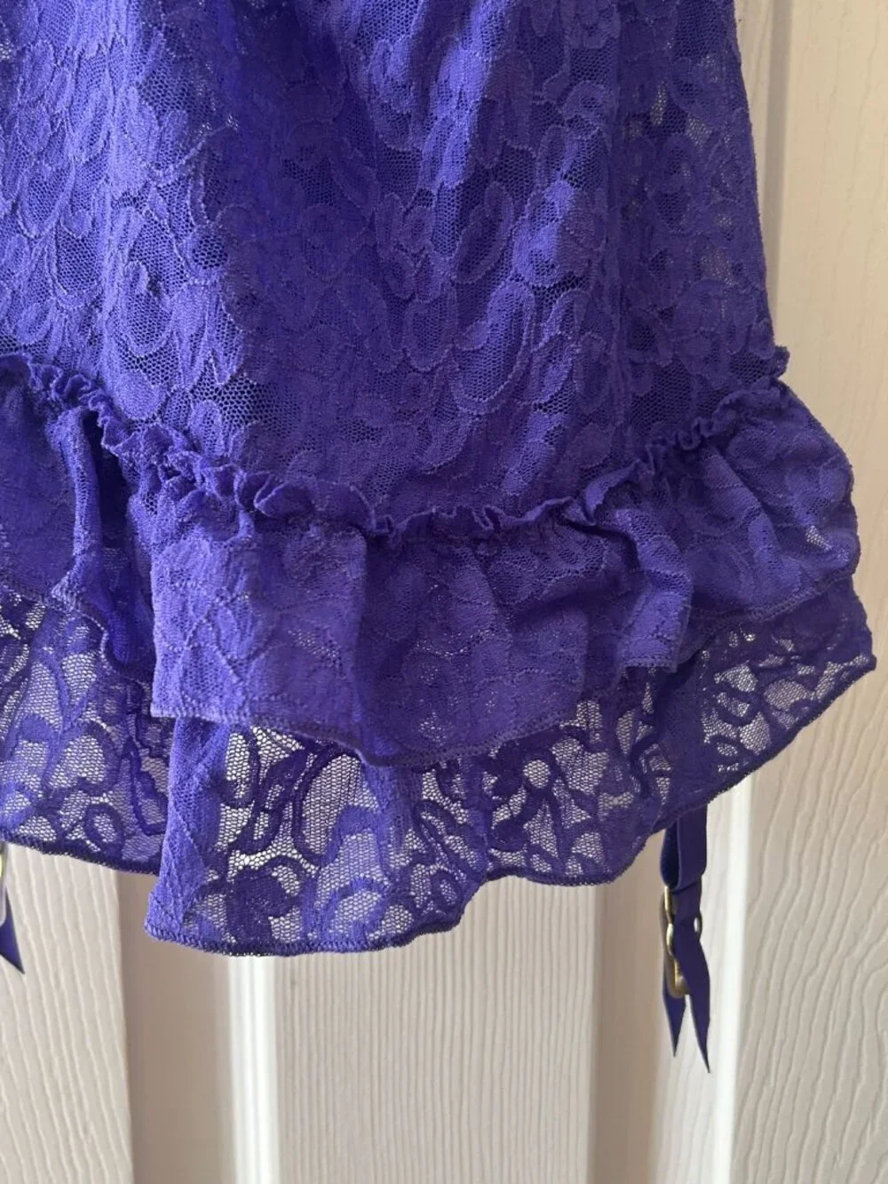Victorias Secret The Lacie Sheer Lace Halter Babydoll Lingerie Purple Size Small